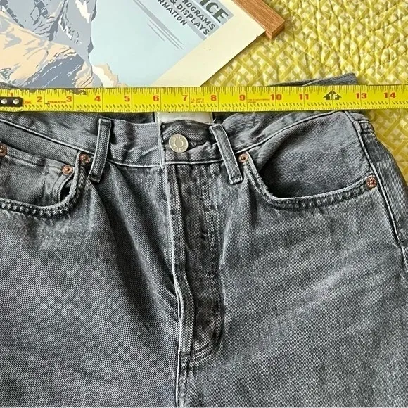 AGOLDE Riley High Rise Straight Crop Jeans Washed Black‎ 100% Cotton Size 24 - Image 5