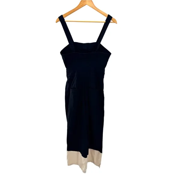 Maeve Anthropologie The Colette Jumpsuit Black White Colorblock Linen Blend 4 - Image 5