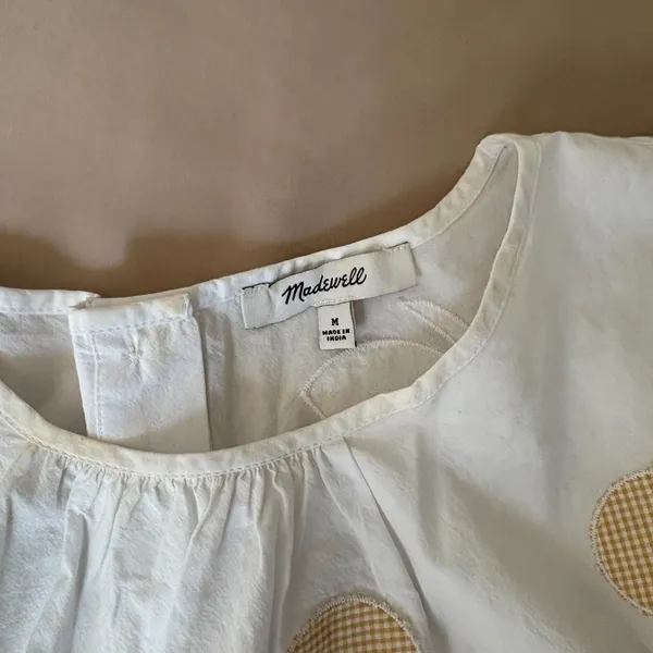 Madewell Floral Embroidered Side-Tie Blouse - M - Image 3