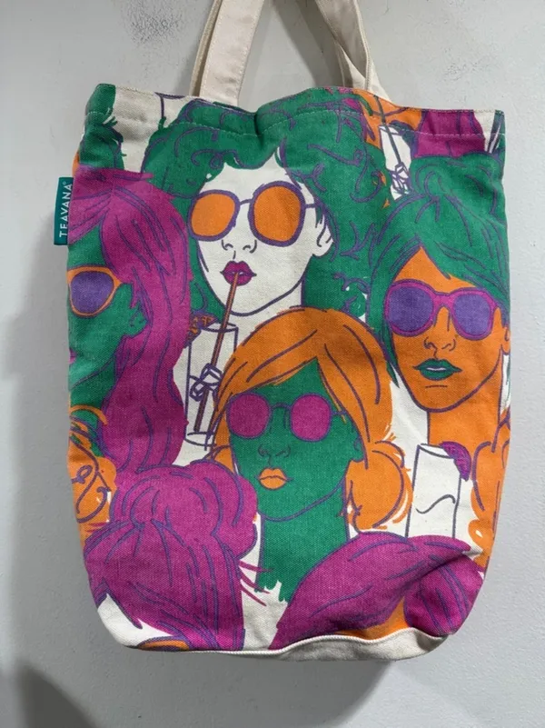 Teavana colorful Graphic Tote Bag canvas book bag reusable durable - Image 3