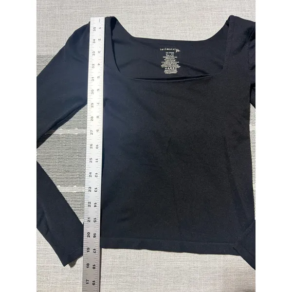 Free People Intimately Square Seamless Long Sleeve Top Black XS/S Built-in Bra - Image 2