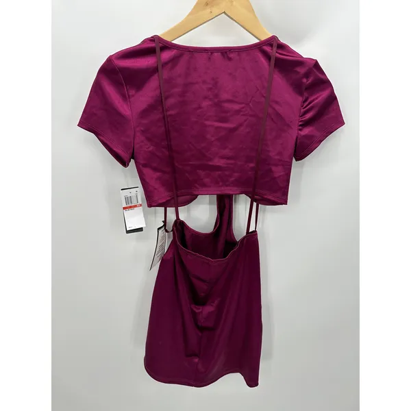 City Studio Womens Cut Out‎ Bodycon Dress Size XS Wine Cocktail Event Party - Image 2