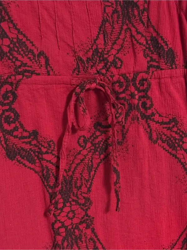 Free People Red Mini Dress with Black Lace Motif - Image 5