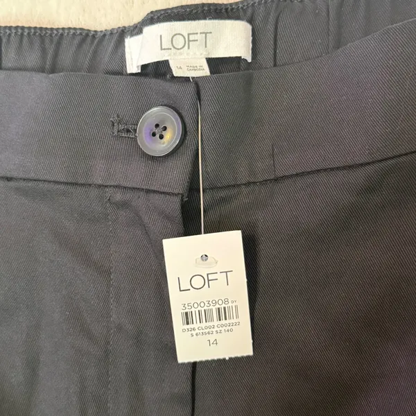 Loft Pleated Ankle Pants Womens 14 Black Elastic Back Tapered Academia Office - Image 11