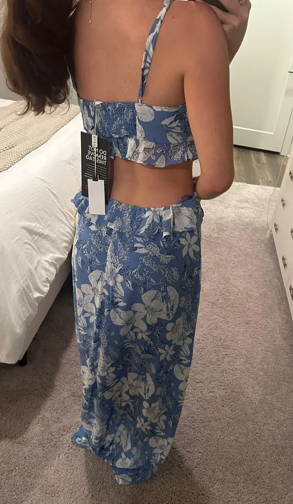 Blue Ruffle Maxi Dress - Image 7