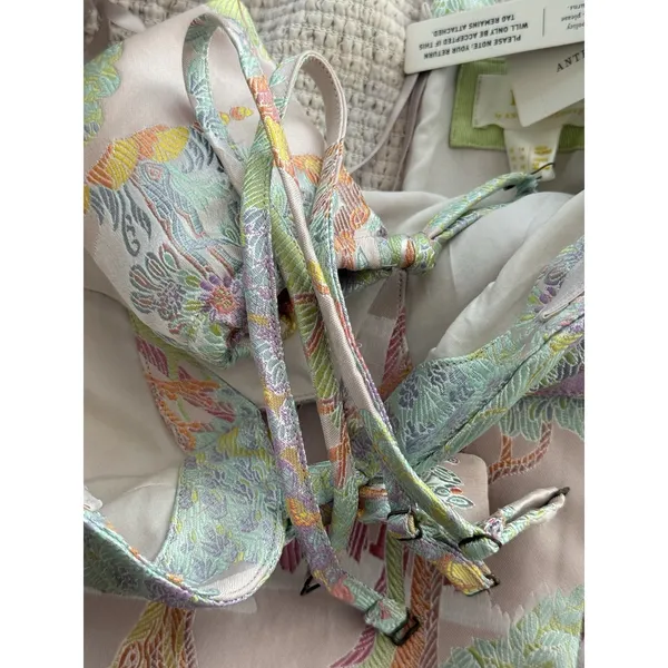 Anthropologie Maeve Strapless Bow Mini Dress Pastel Cutout‎ Tree Floral NWT 10 - Image 5