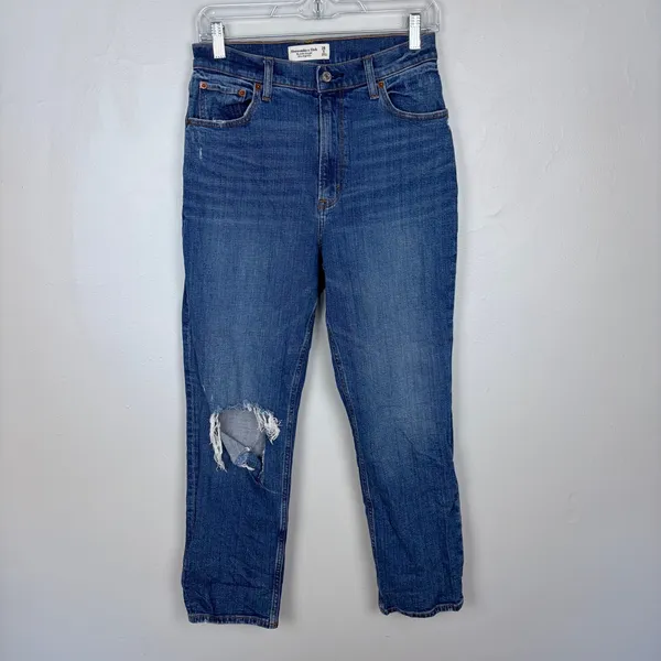 Abercrombie & Fitch The Ankle Straight Jeans Ultra High Rise Curve‎ Love 28/6 - Image 2