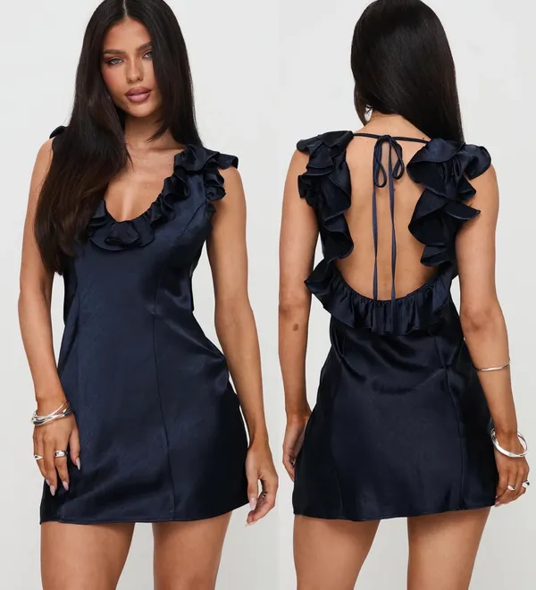 NWOT Princess Polly Butacup Frill Mini Dress Navy - Image 2