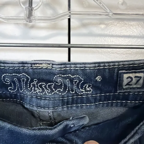 Miss Me Skinny Jeans Womens 27 Dark Wash Embellished Rhinestone Cross Pockets - Image 6