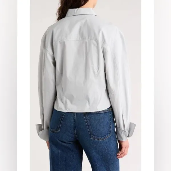 Rag & Bone Becca Crop Poplin Button-Up Shirt (Size Small) - Image 7