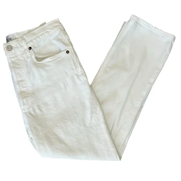 Agolde Women’s Riley Crop Straight Leg Sour Cream White Denim Jeans Size 28 - Image 13