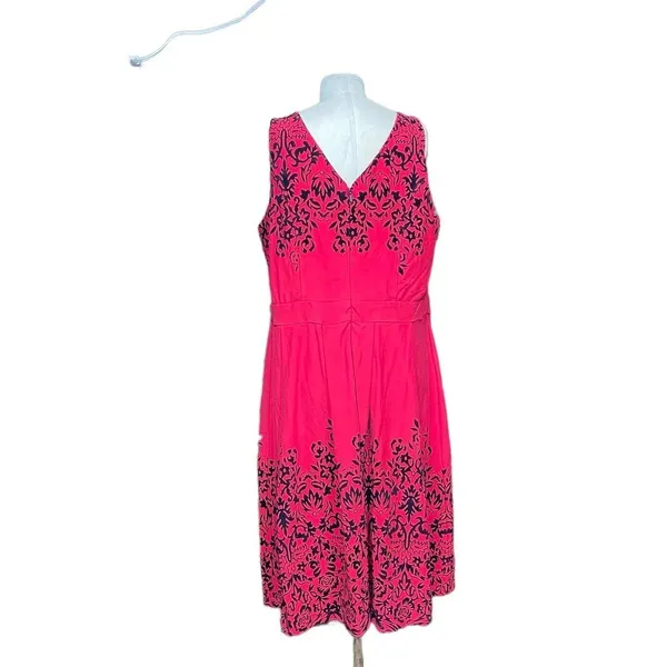 City Chic Red‎ & Black Filigree Print Sleeveless Fit & Flare Dress Plus Size 18 - Image 5