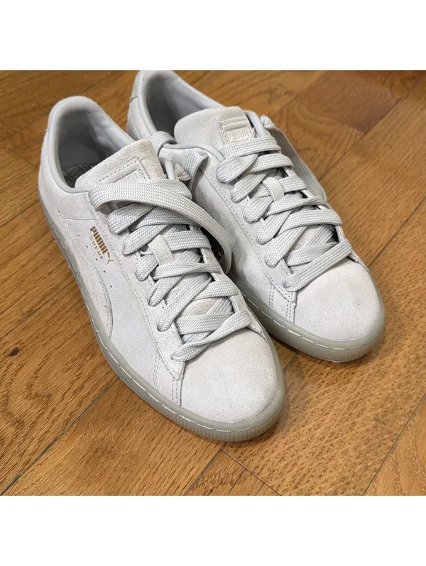 Size 8.5 US Women’s PUMA Suede Gray Suede Low Top Lace-Up Sneakers - Image 3