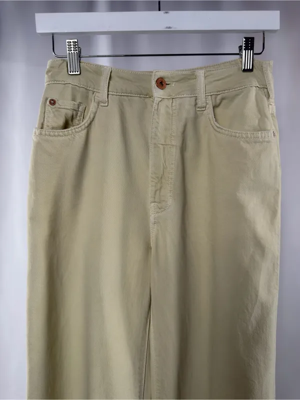 Anthropologie Pilcro Annie Wide-Leg Jeans‎ in Cream Size 25 - Image 5