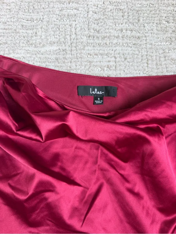 Lulu's Red Satin Cowl-Neck Mini Dress - Image 3