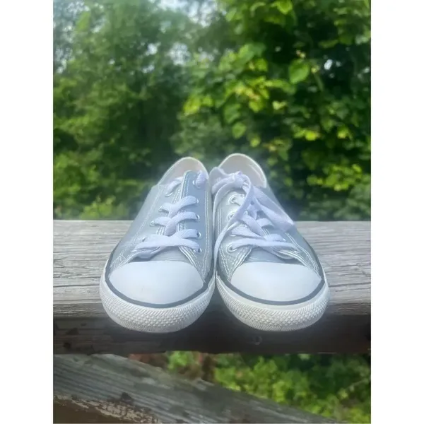 Converse All Star Chuck Taylor silver metallic low top sneakers, women's size 7 - Image 7