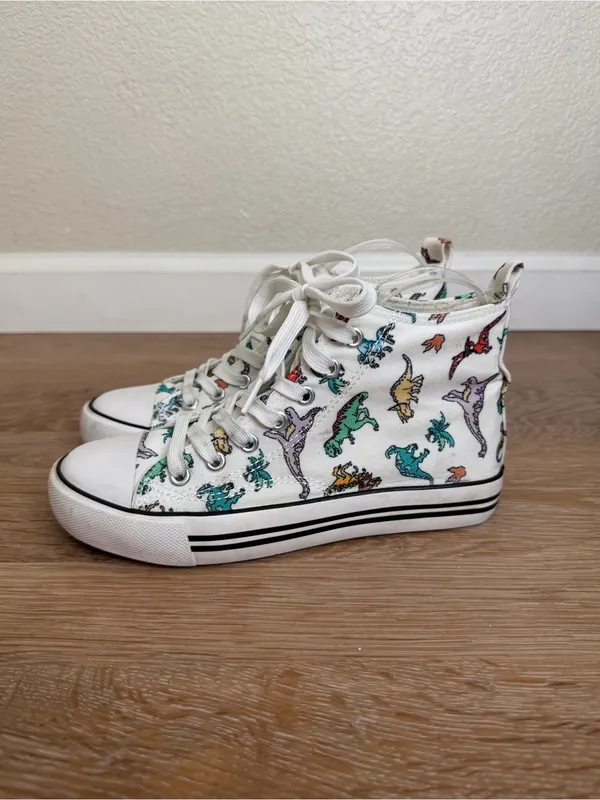 Hot Topic Dinosaur Print Hi-Top Women’s Sneakers, Size 5 - Image 2
