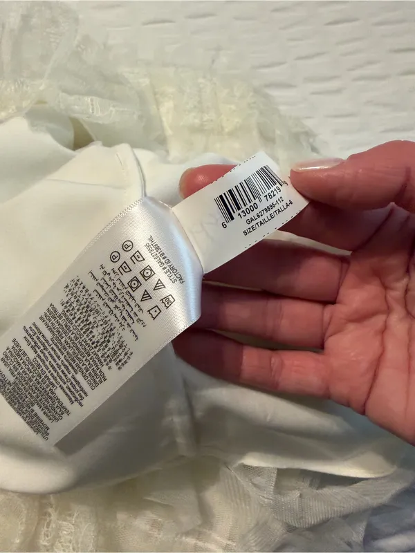 NWT BCBG MaxAzria Tulle Lace Strapless Ruffle Mini Dress Off White Bridal Size 6 - Image 12