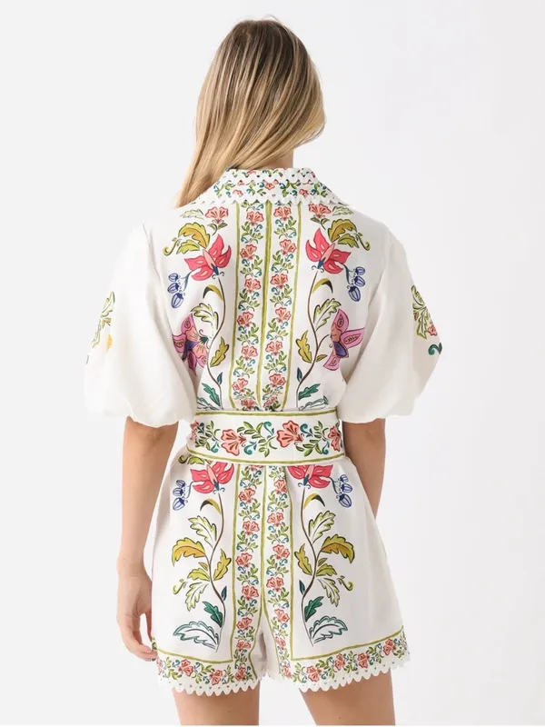 FARM Rio Belted Floral Insects Romper- size Medium - Image 4
