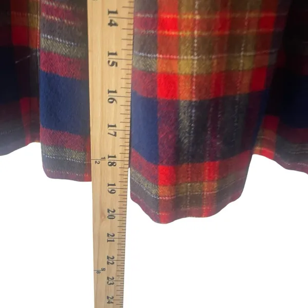 Vintage 90s Size XS Wool Blend‎ Red Plaid Academia Tweed Above Knee Skirt - Image 7