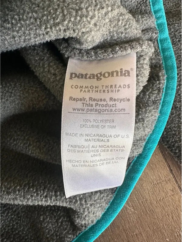 Patagonia Synchilla Snap-T Pullover Sweatshirt in Gray w/ Teal Women’s Small - Image 7
