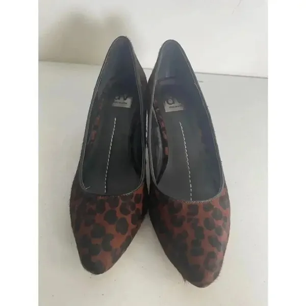 Women's DV Dolce Vita Brown Leopard Print Heels Size Calf Fur‎ 8.5 M GUC! - Image 2
