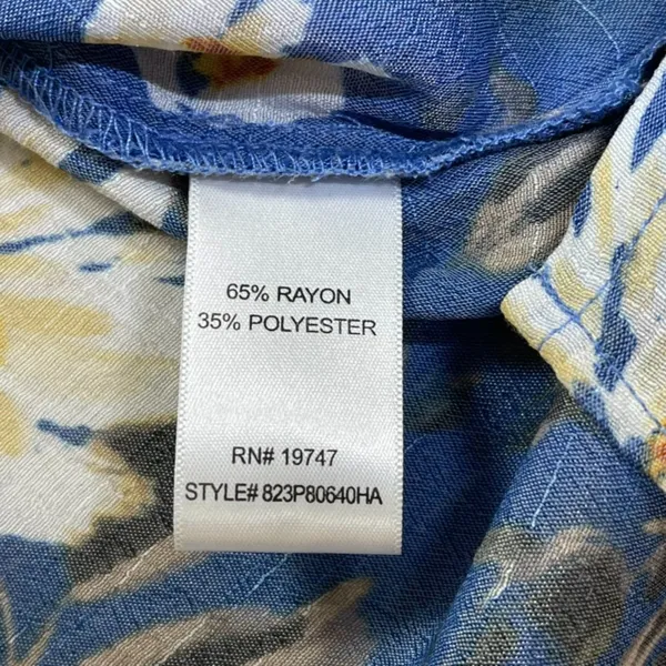 Counterparts | NWT Loyal Blue & Cream Floral Print Boho Blouse | Large - Image 8