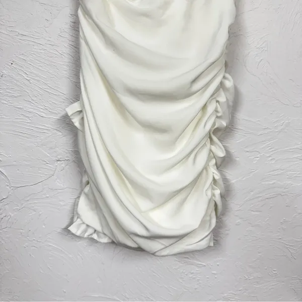 Hello Molly Not Fair On Me White One Shoulder Mini Dress Womens 6 Ruched Ruffled - Image 6