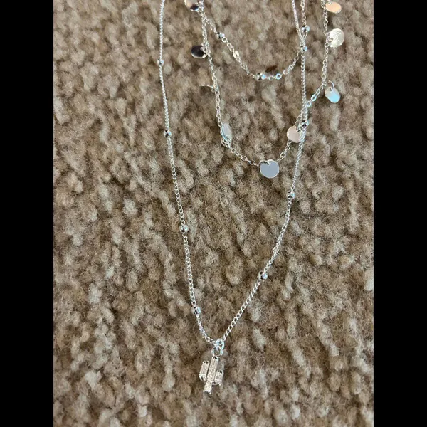 Silver tone fashion layer necklace custom jewlery cactus - Image 2