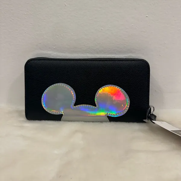 Disney Mickey Mouse Iridescent Mickey Ears Zip Wallet - Black NWT - Image 2