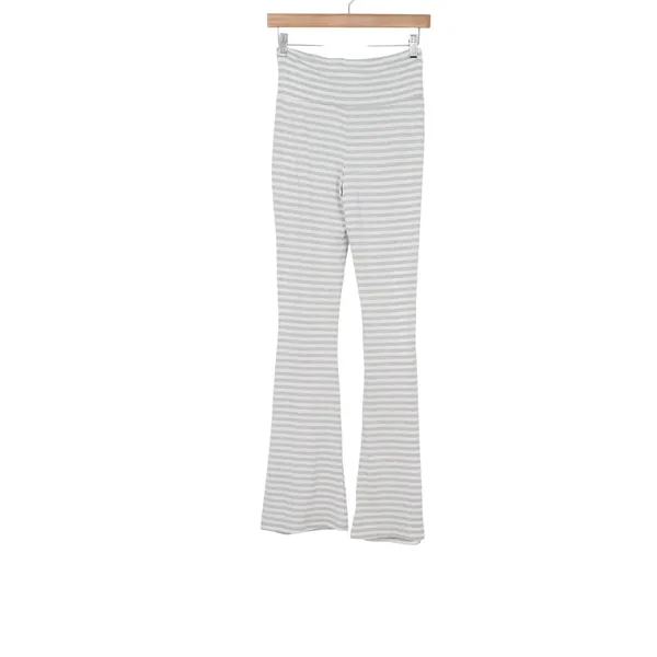LA Glow Pants Women XS Flare Leg Grey White Striped High Waist Stretch Excellent - Image 4