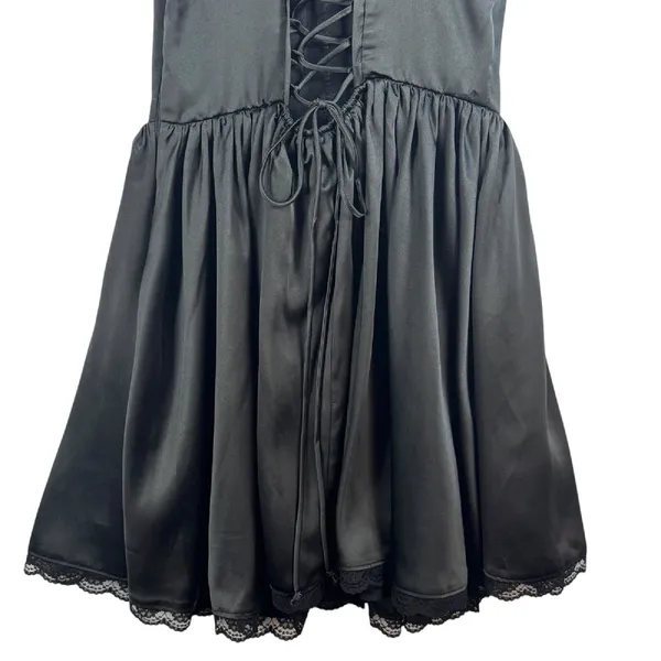 Whimsigoth Sexy Black Mini‎ Dress Lace Corset Party Dress Sz M Witchy Fairy Goth - Image 12
