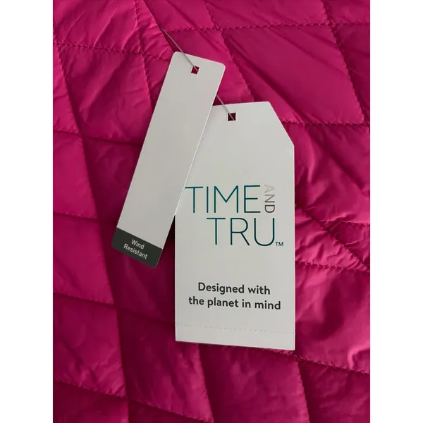 Time and Tru Women's XL Diamond Quilt Core Vest Shocking Pink Coquette NWT - Image 7