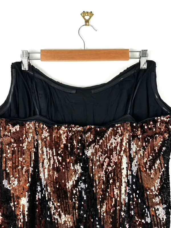 Anthropologie Strapless Sequin Mini Dress Brown/Black Size 22W NWT - Image 6