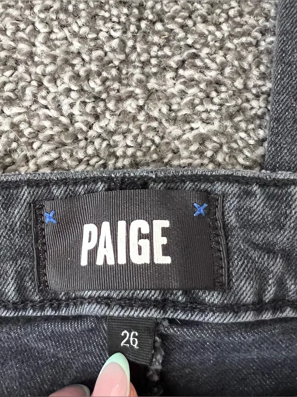 PAIGE Sarah Straight Ankle Raw Hem Jeans - Image 2