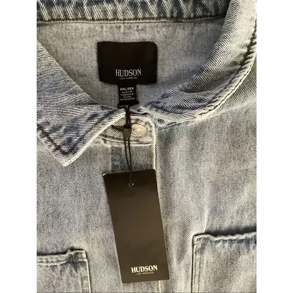 Hudson Denim Button-up Oversized Denim Shirt Jacket in Retro Wash NWT, Size XXL - Image 8
