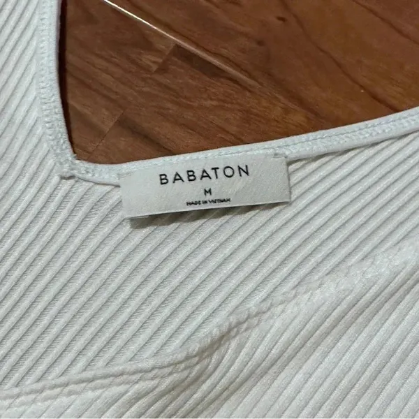 BABATON ARITZIA Lido Bodysuit‎ One Piece White Sleeveless Thong Ribbed Medium - Image 5