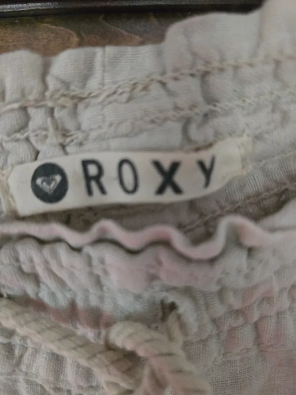 Roxy Oceanside Beach Pant Light Cream Smocked Waist Medium - Image 3