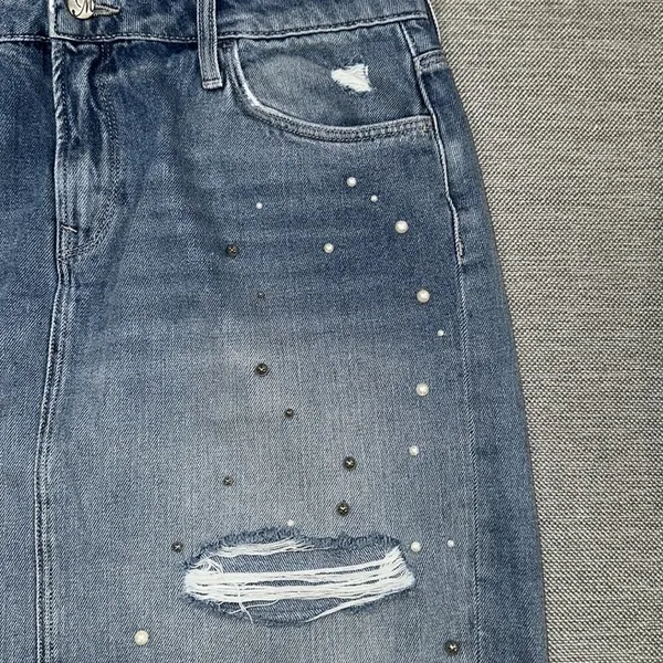Mavi Jeans distressed Pearl Frieda denim mini skirt size large - Image 3