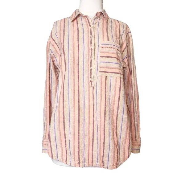 Anthropologie Maeve Lisa striped linen blend top‎ Sz S - Image 9