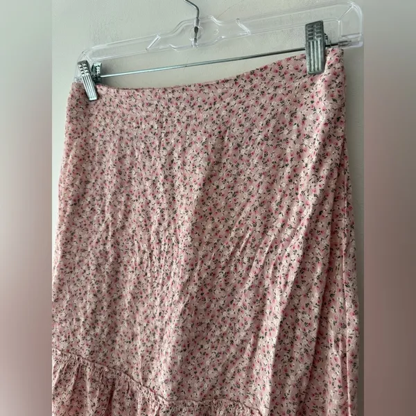 Brandy Melville Pink Rose‎ Floral Cara Ruffle Skirt - Image 3
