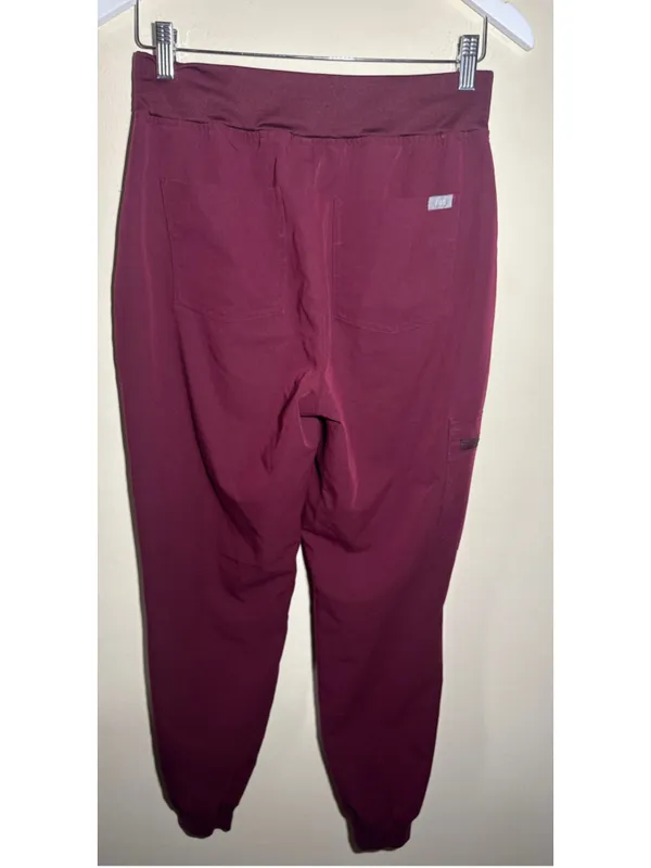 FIGS Jogger Scrub Pants Size S Burgundy Grey - Image 3
