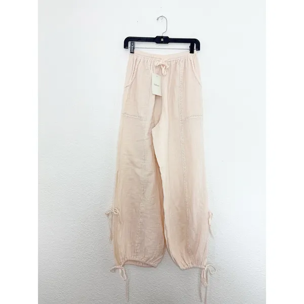 NWT Bohme Avery Crinkle Joggers Oatmeal Size Small Bohemian Balloon Leg Cotton - Image 4