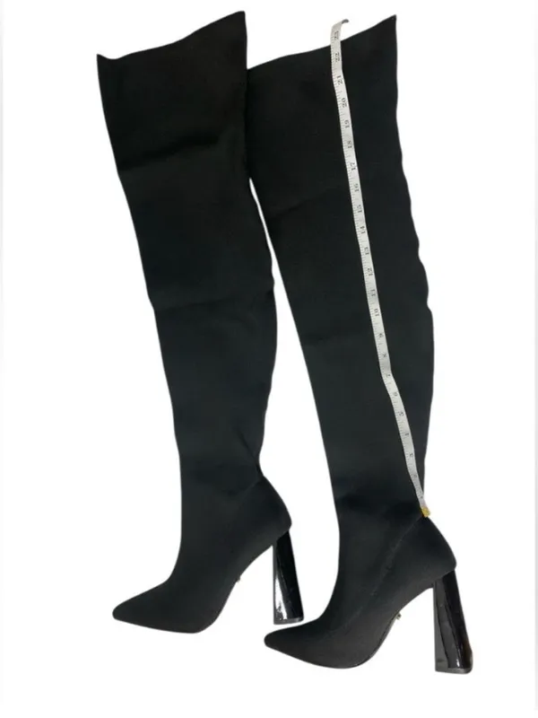 Cape Robbin Flo-A Black Stretch Thigh High Boots Block Heel Size 7 NIB - Image 3