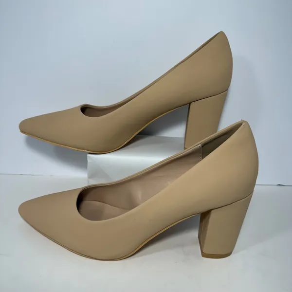 Chollima Womens Pointed Toe Block Heel Pumps Beige Tan Size 8.5 Business Dressy‎ - Image 3