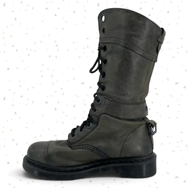 Dr. Martens Triumph Boots Leather Pirate Style Fold Down Tartan Plaid Lining 7 - Image 6