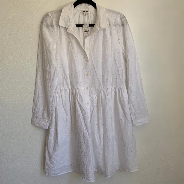 NWT J. Crew Factory Eyelet Collared Mini Shirtdress in‎ White BY515 - Image 2
