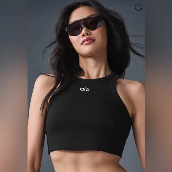 ALO Yoga NWT Aspire Tank Top Ribbed in Black Size M - Image 4