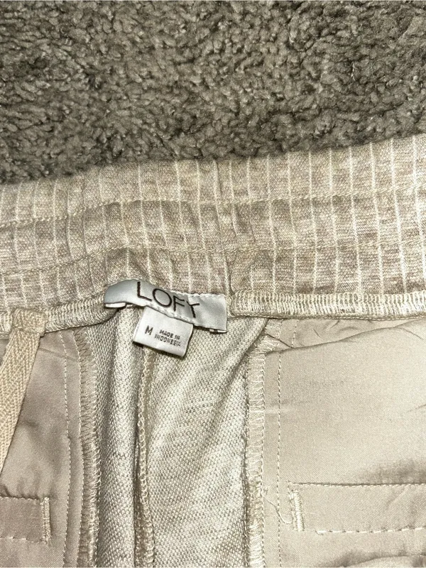 LOFT Neutral Ribbed Straight Leg Knit Pants in Beige - Image 3