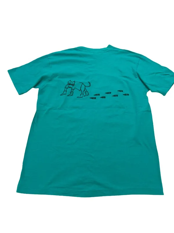 Hanes Teal Graphic Dog Print Vintage 1989 Tee Shirt M. Stewart Large Women's - Image 7